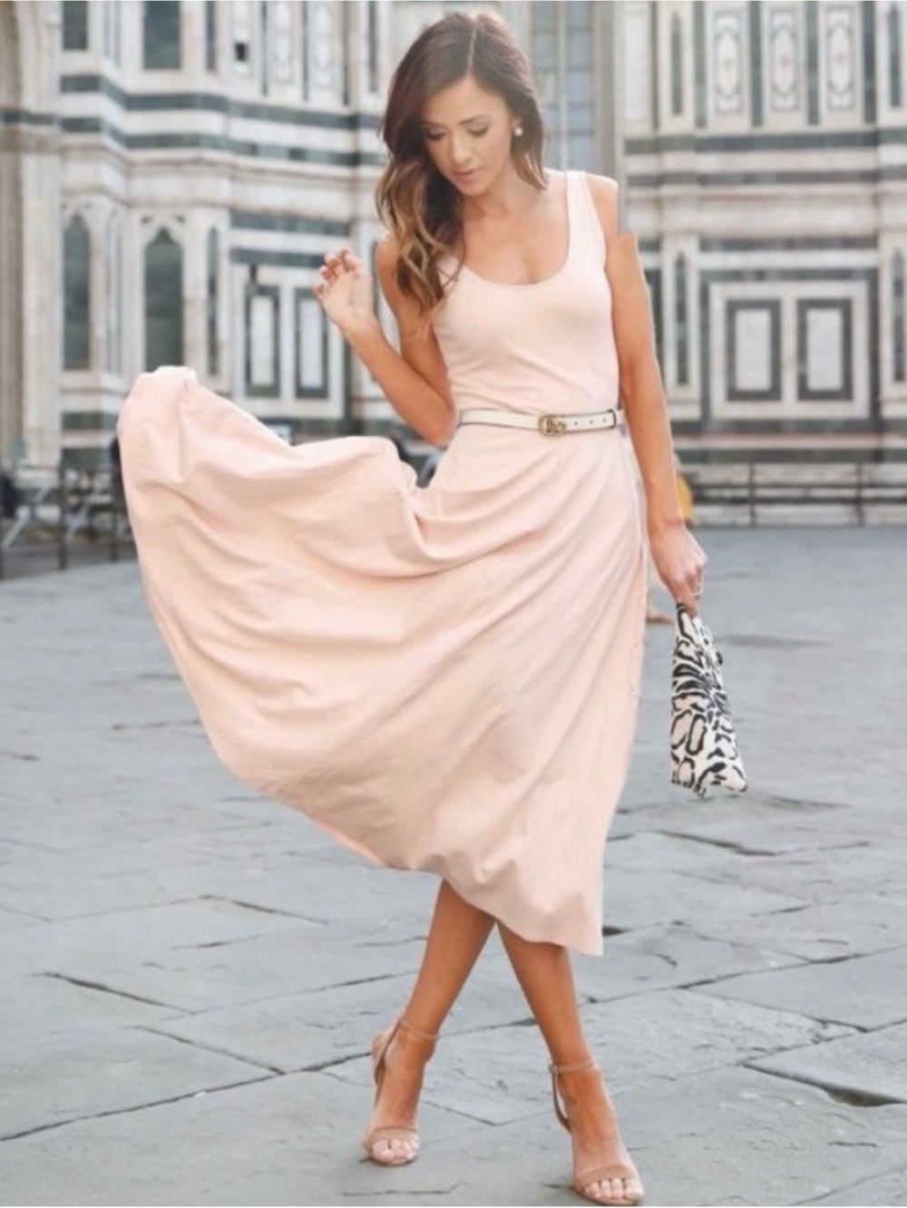 LEITH Blush Pink Scoop Neck Midi Tank Dress with Pockets Size XS